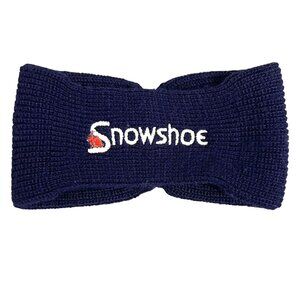 Vintage Snowshoe Ski Resort Headband Ear Warmer Navy Blue One Size